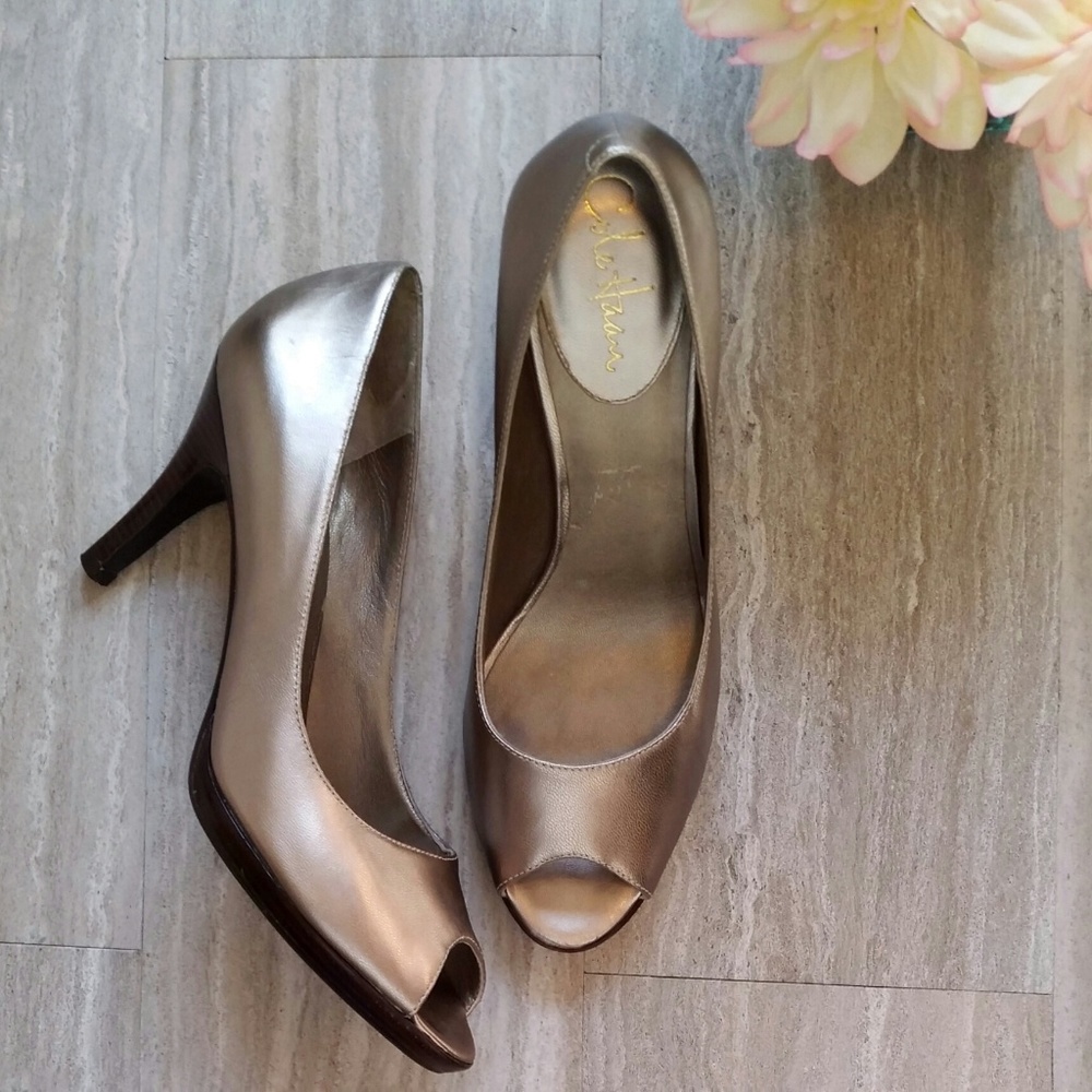 Cole Haan Nike Air Lainey Open-Toe Leather Pumps